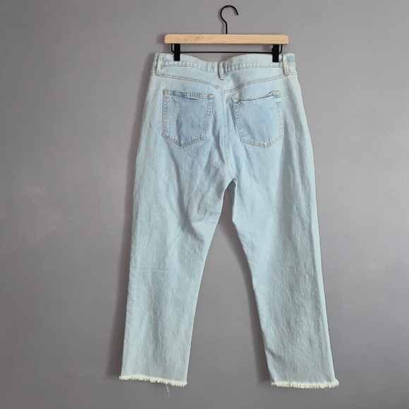 LOFT Bleached Light Wash High Waist Straight Crop Frayed Hems Size 30 or 10 - Picture 6 of 14